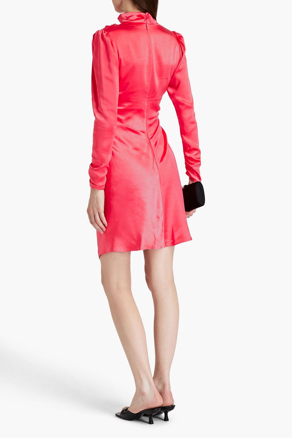 A.L.C. Asymmetric ruched satin-crepe mini dress