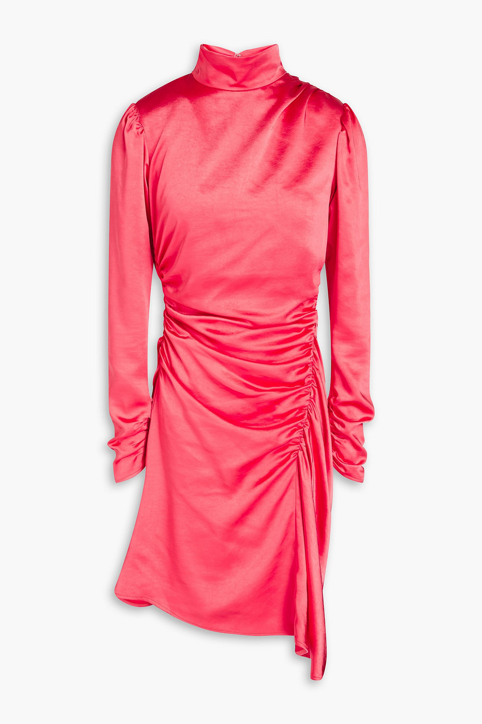 A.l.c Asymmetric Ruched Satin-crepe Mini Dress In Pink | ModeSens