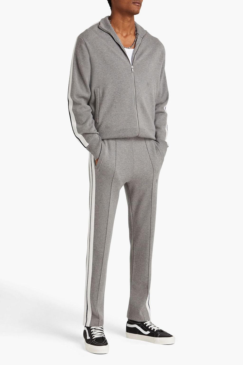 PALM ANGELS Striped cashmere track jacket