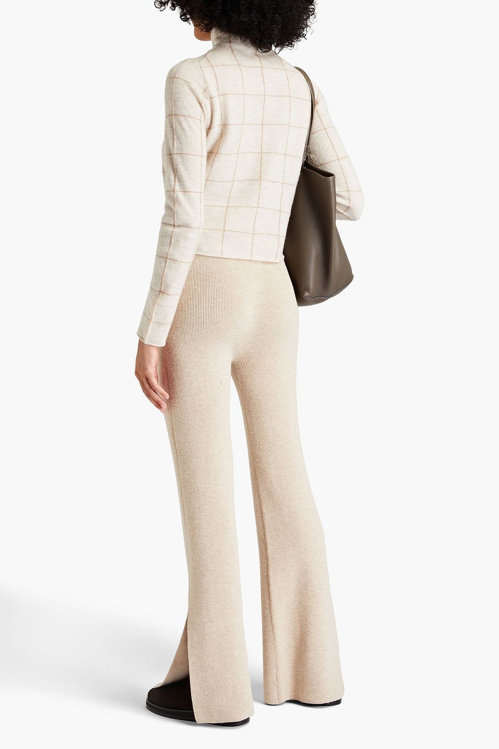 VINCE. Checked cashmere turtleneck sweater