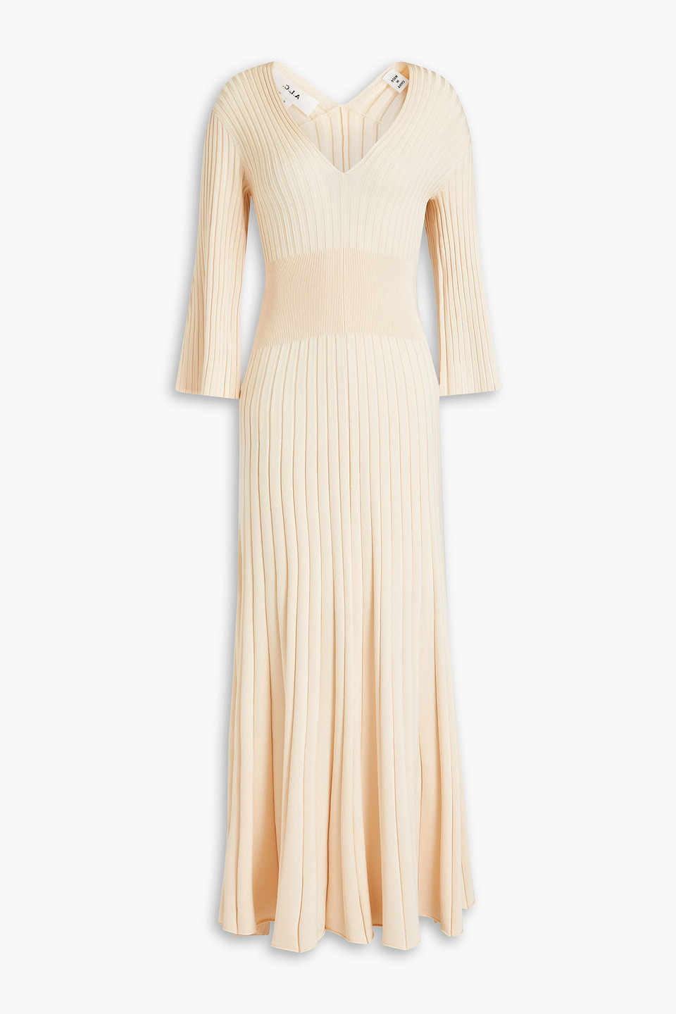 A.l.c Mina Fluted Ribbed-knit Midi Dress In Neutrals