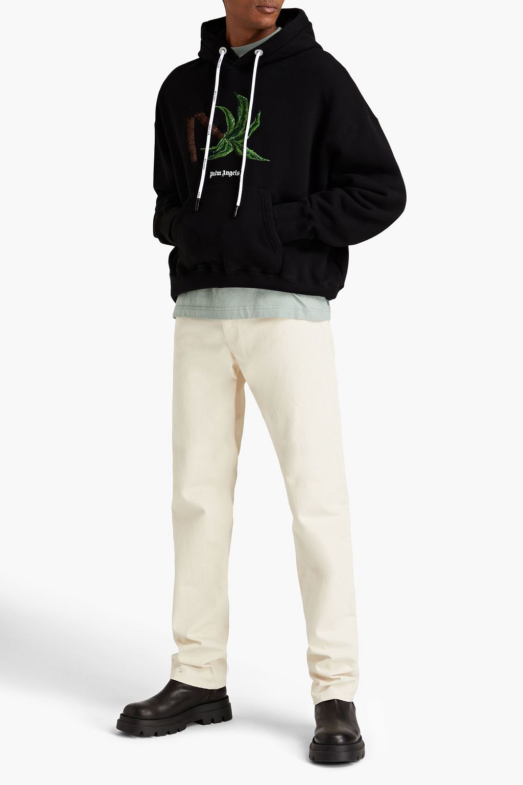 PALM ANGELS Oversized embroidered French cotton-terry hoodie