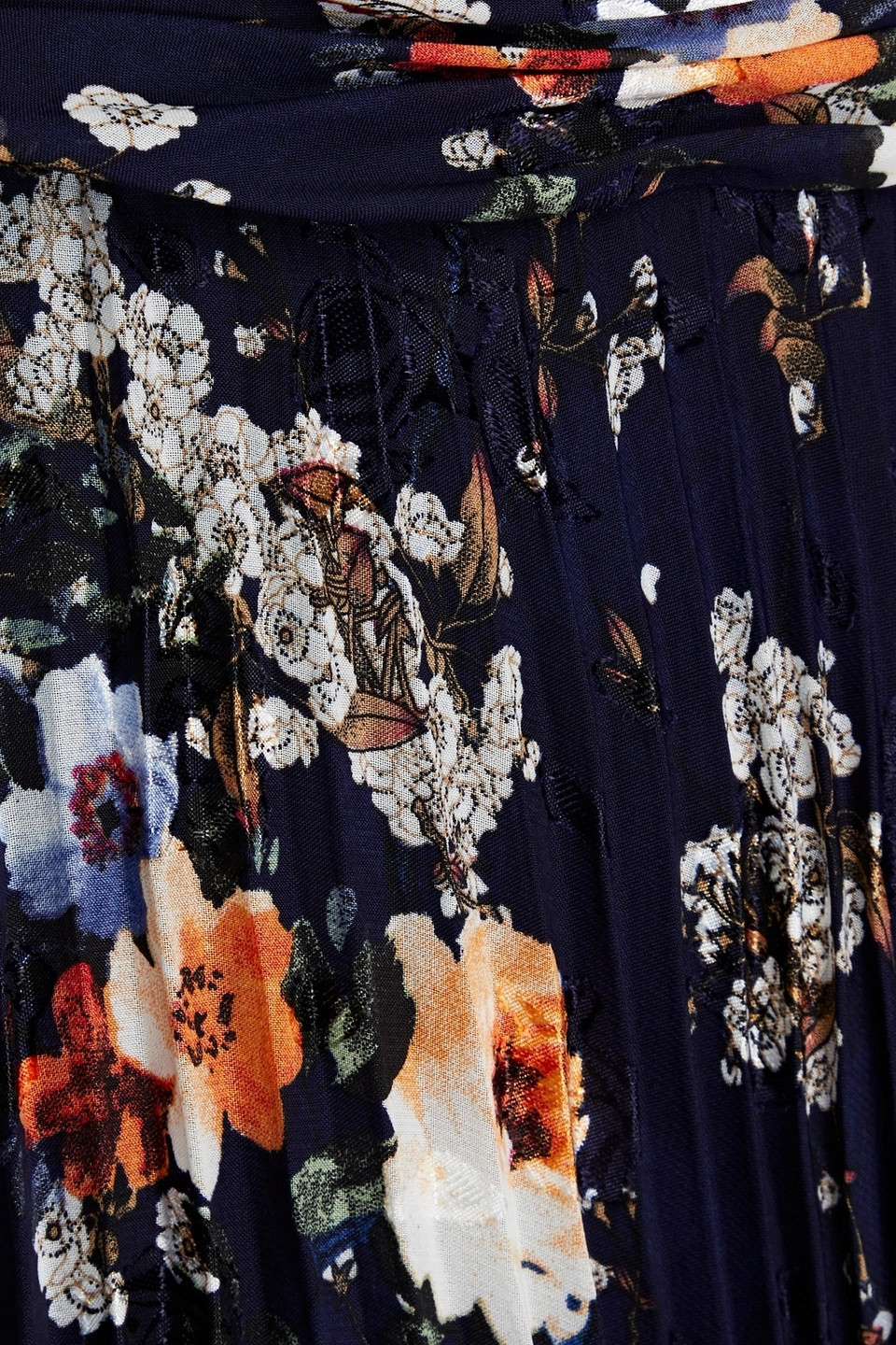 Mikael Aghal One-shoulder Pleated Floral-print Fil Coupé Chiffon Gown In Navy