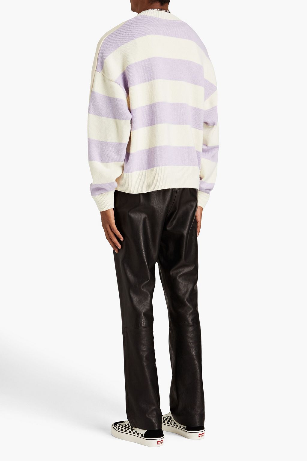 PALM ANGELS Printed French cotton terry-paneled wool-blend sweater