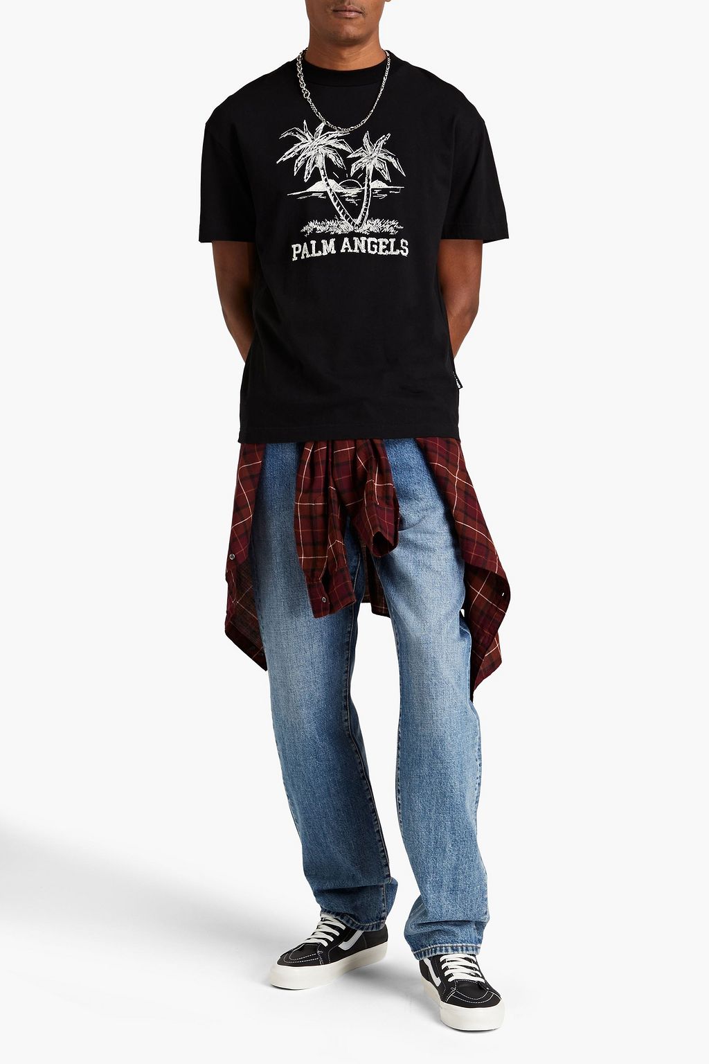 PALM ANGELS Embroidered cotton-jersey T-shirt