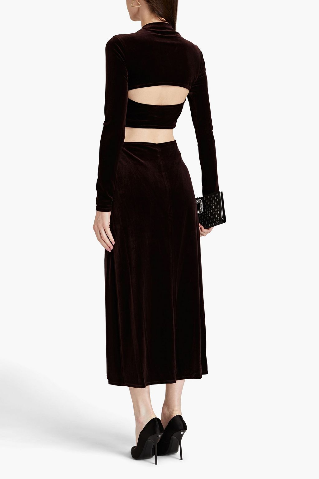 A.L.C. Maeve gathered  cutout velvet midi dress