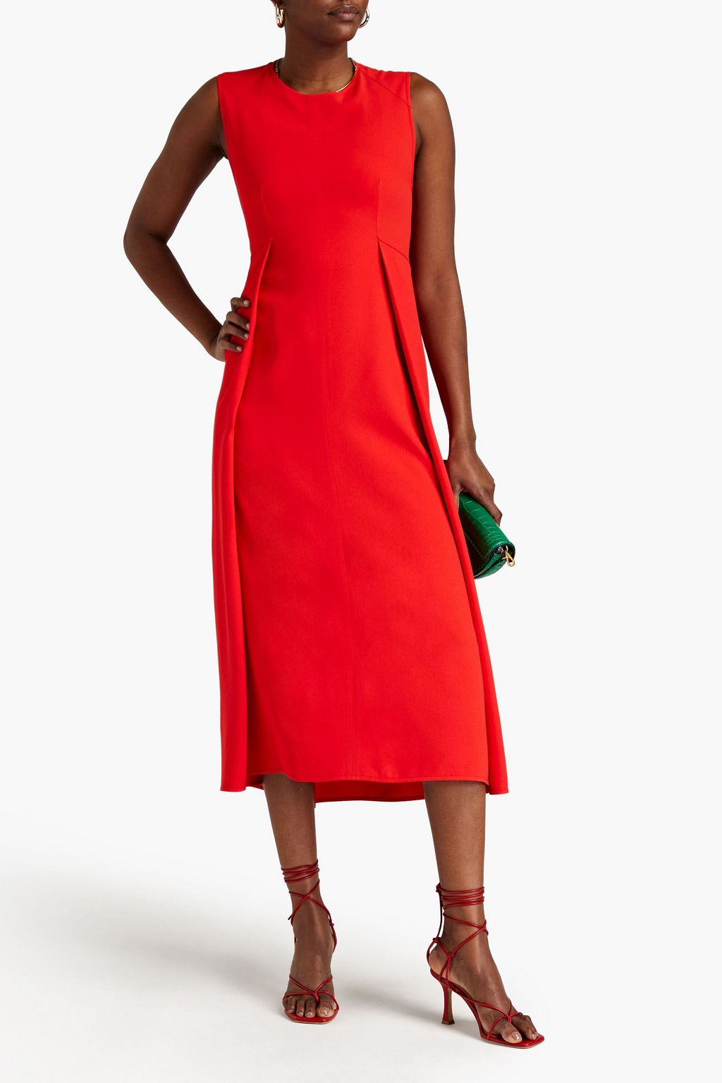 VICTORIA BECKHAM Pleated crepe midi dress