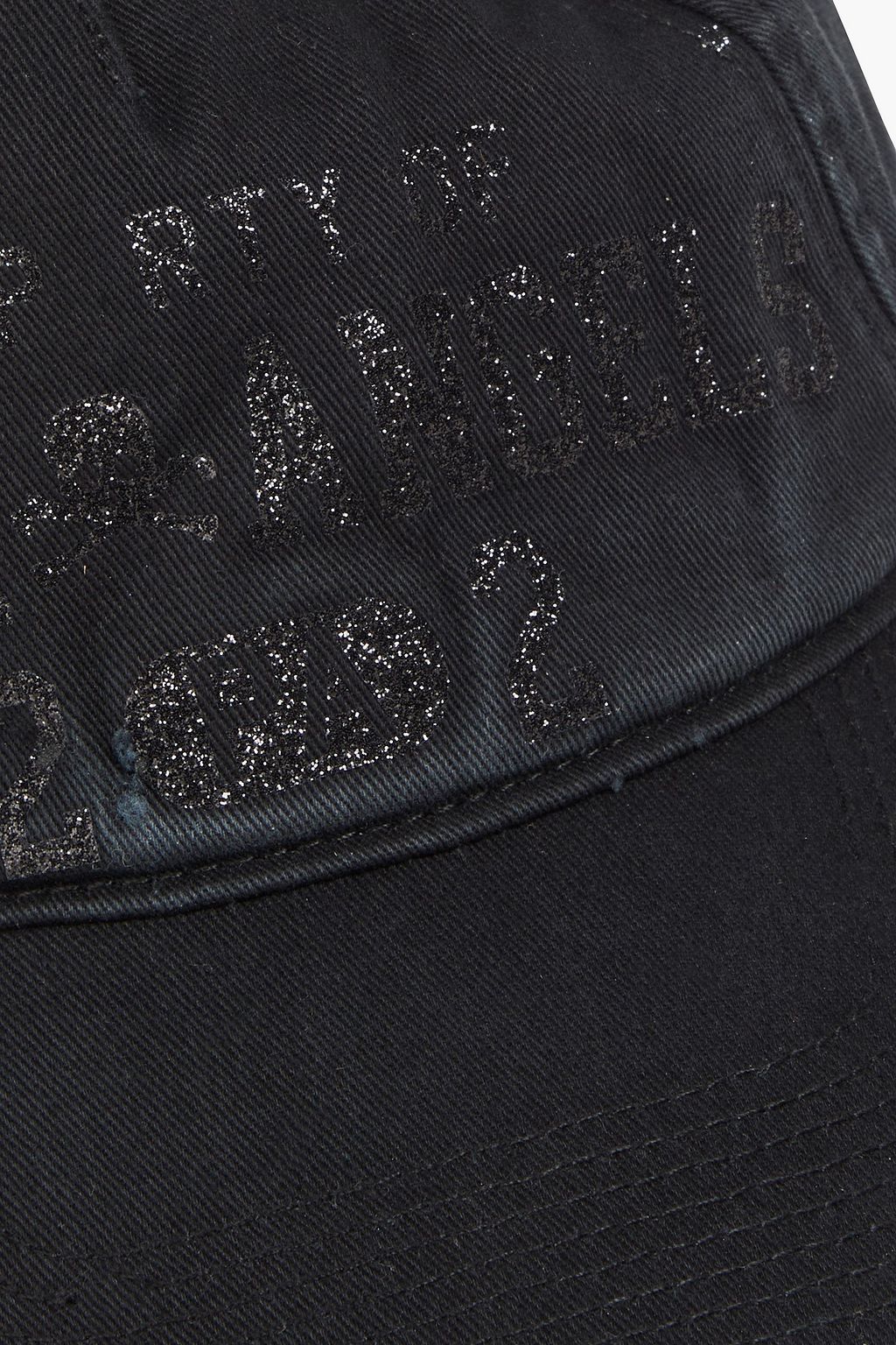 PALM ANGELS Distressed glittered twill baseball cap