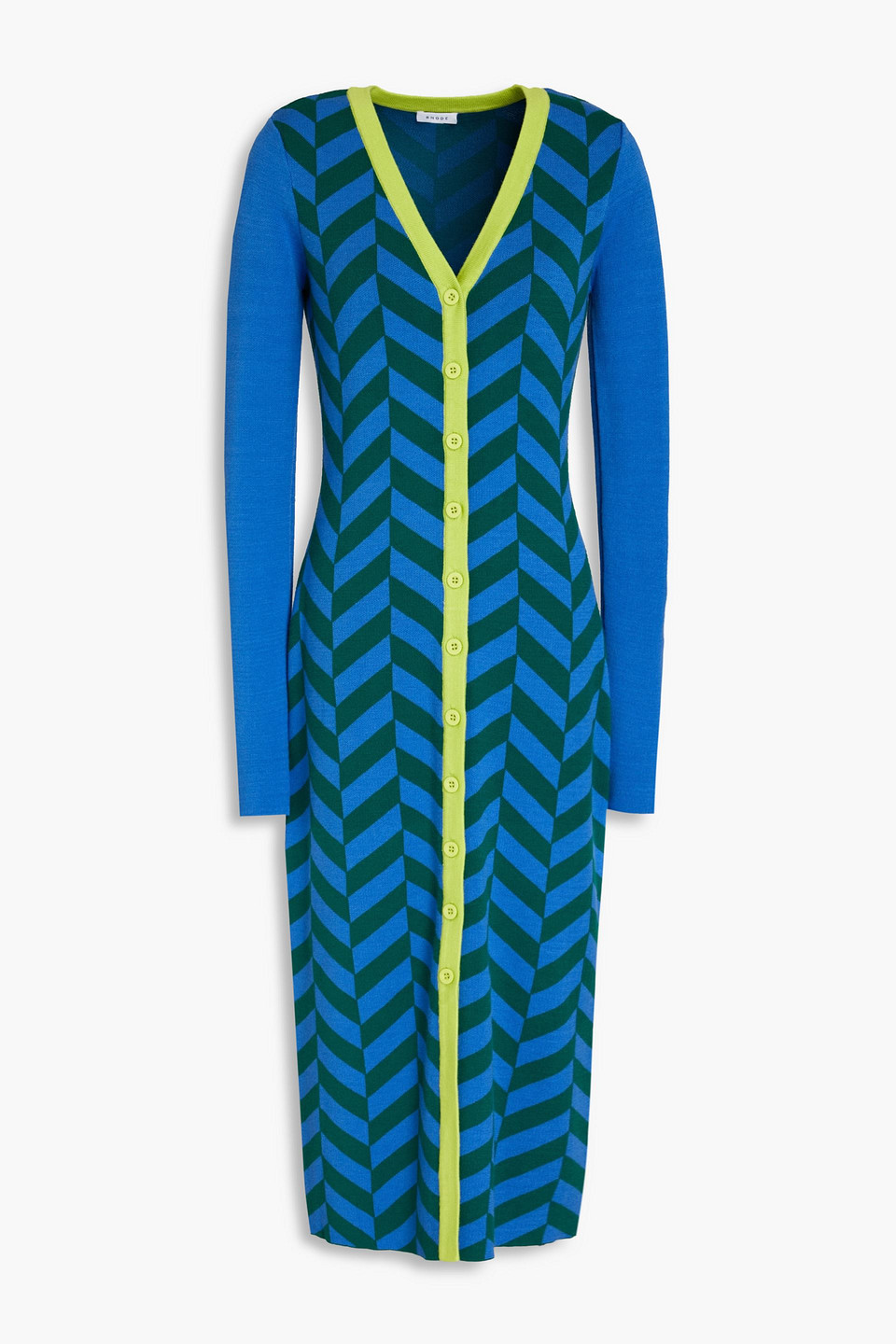 Rhode Regina Jacquard-knit Midi Dress In Blue | ModeSens