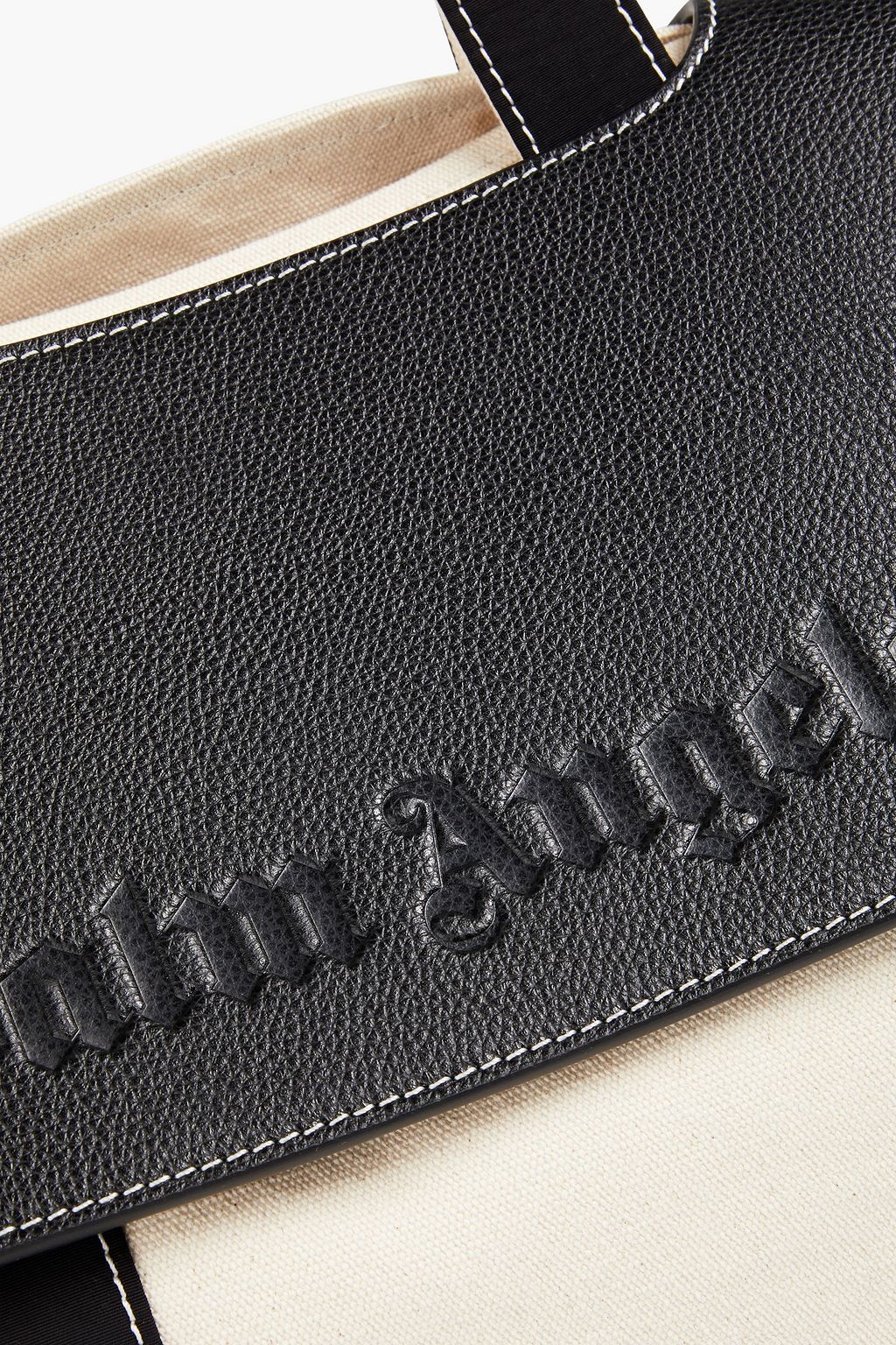 PALM ANGELS Pebbled-leather and canvas tote