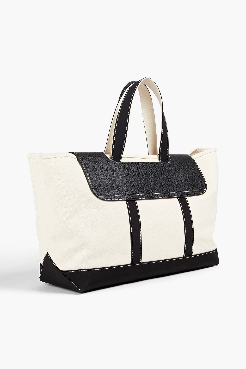 PALM ANGELS Pebbled-leather and canvas tote