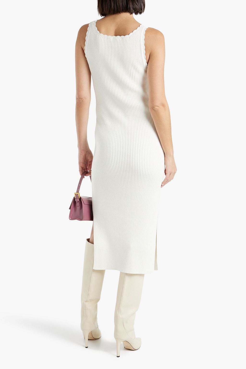 DEREK LAM 10 CROSBY Valencia crocheted ribbed cotton-blend midi dress