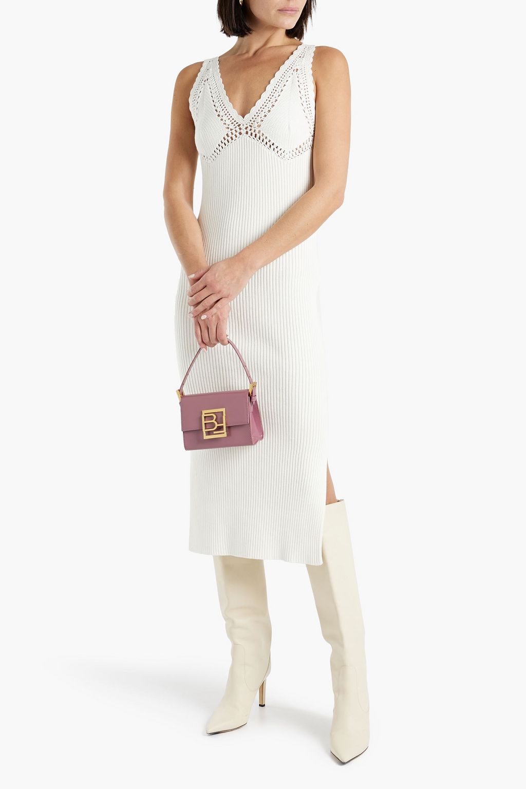 DEREK LAM 10 CROSBY Valencia crocheted ribbed cotton-blend midi dress