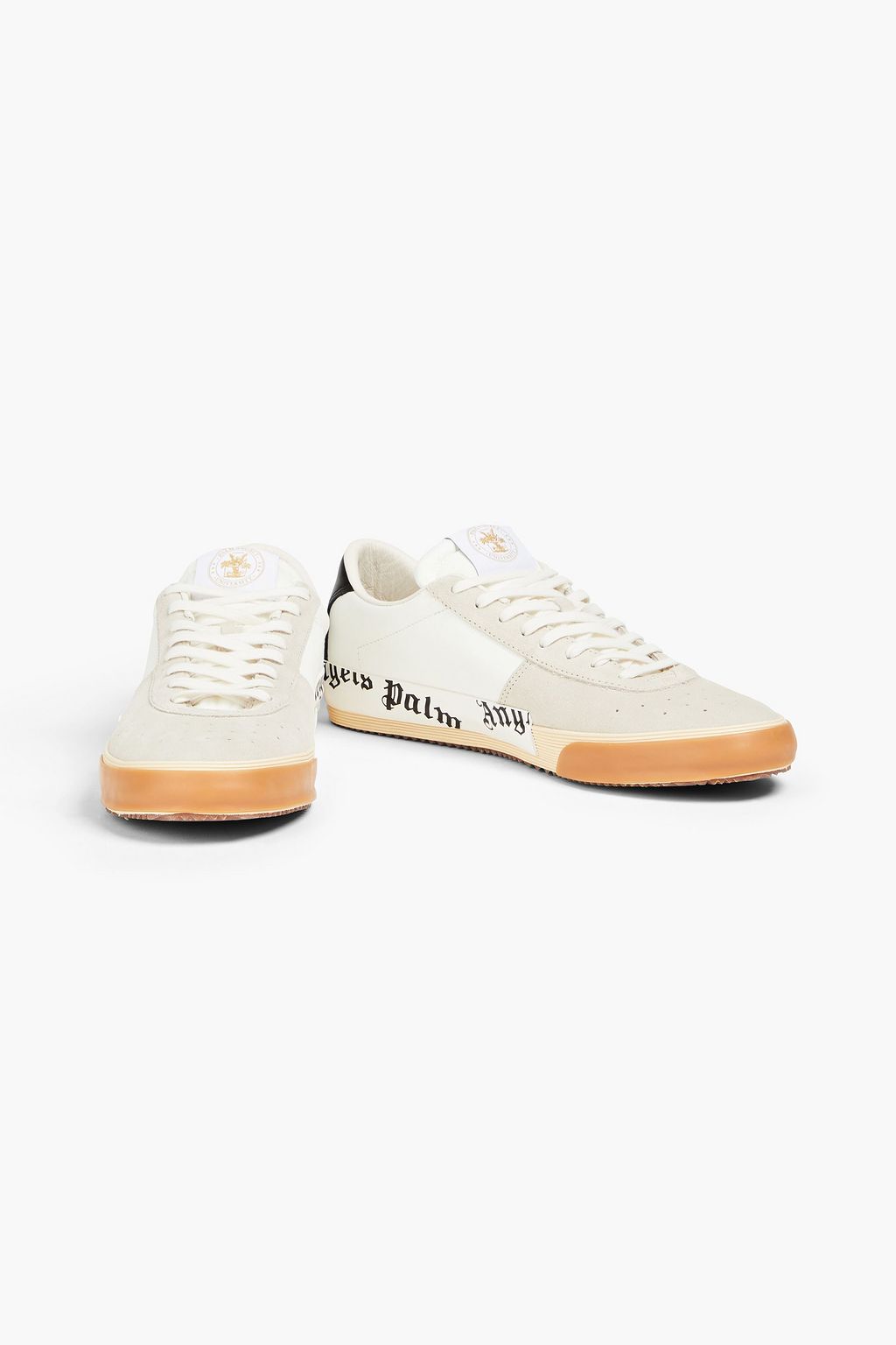 PALM ANGELS New Vulcanized printed leather and suede sneakers