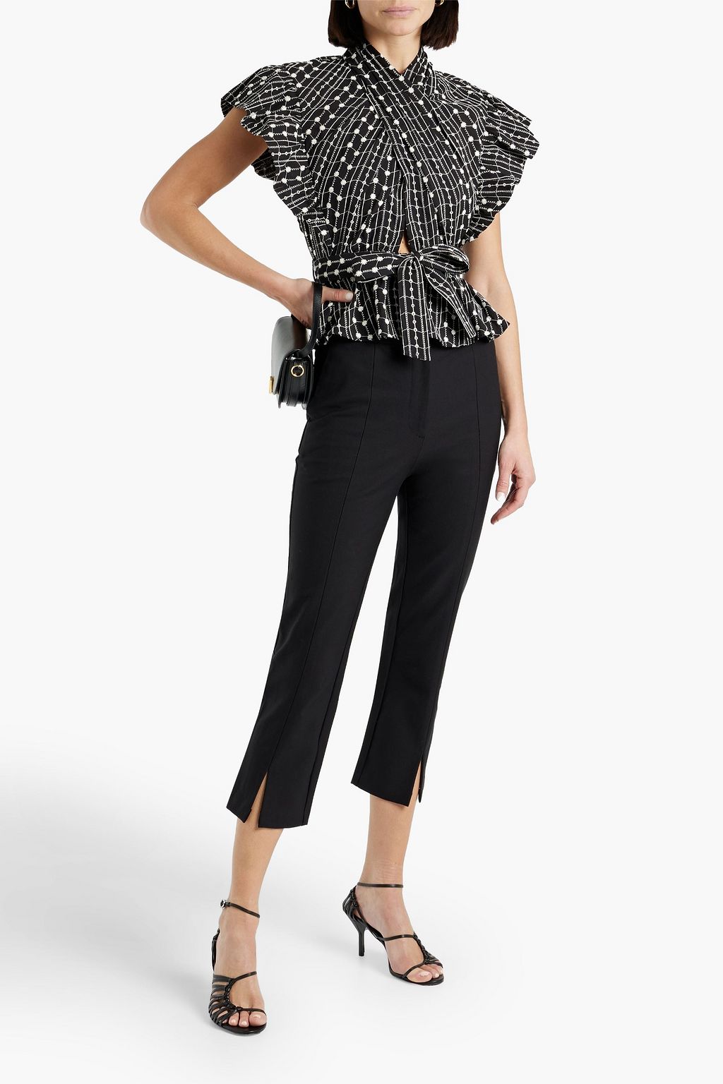 DEREK LAM 10 CROSBY クロップド コットン混 スリムレッグパンツ