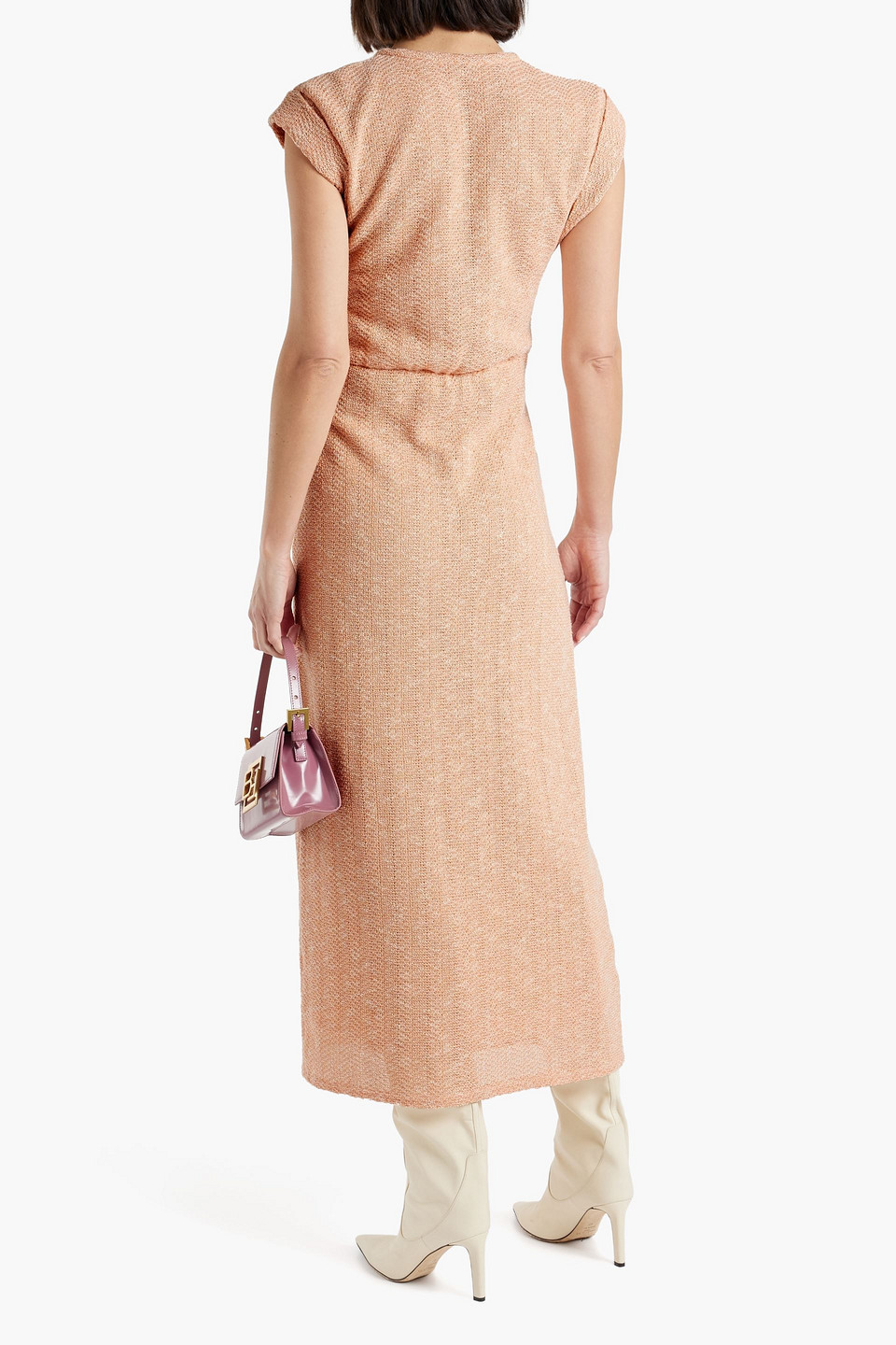 Shop Derek Lam 10 Crosby Barbara Cutout Twisted Cotton-blend Midi Dress In Peach