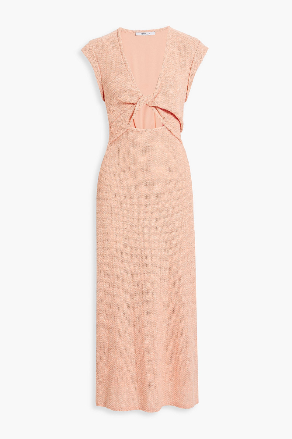 Derek Lam 10 Crosby Barbara Twist Knit Linen-blend Maxi Dress In Peach