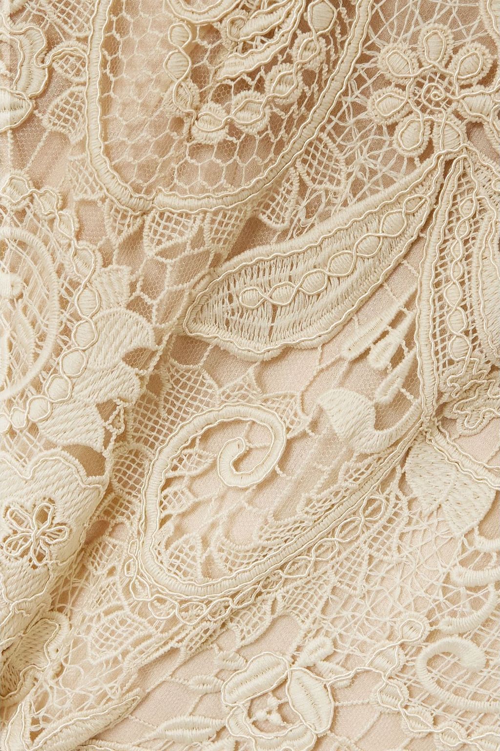 OSCAR DE LA RENTA Off-the-shoulder tulle-trimmed guipure lace gown