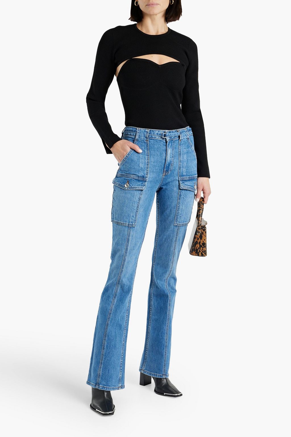 DEREK LAM 10 CROSBY Nessa convertible ribbed-knit top