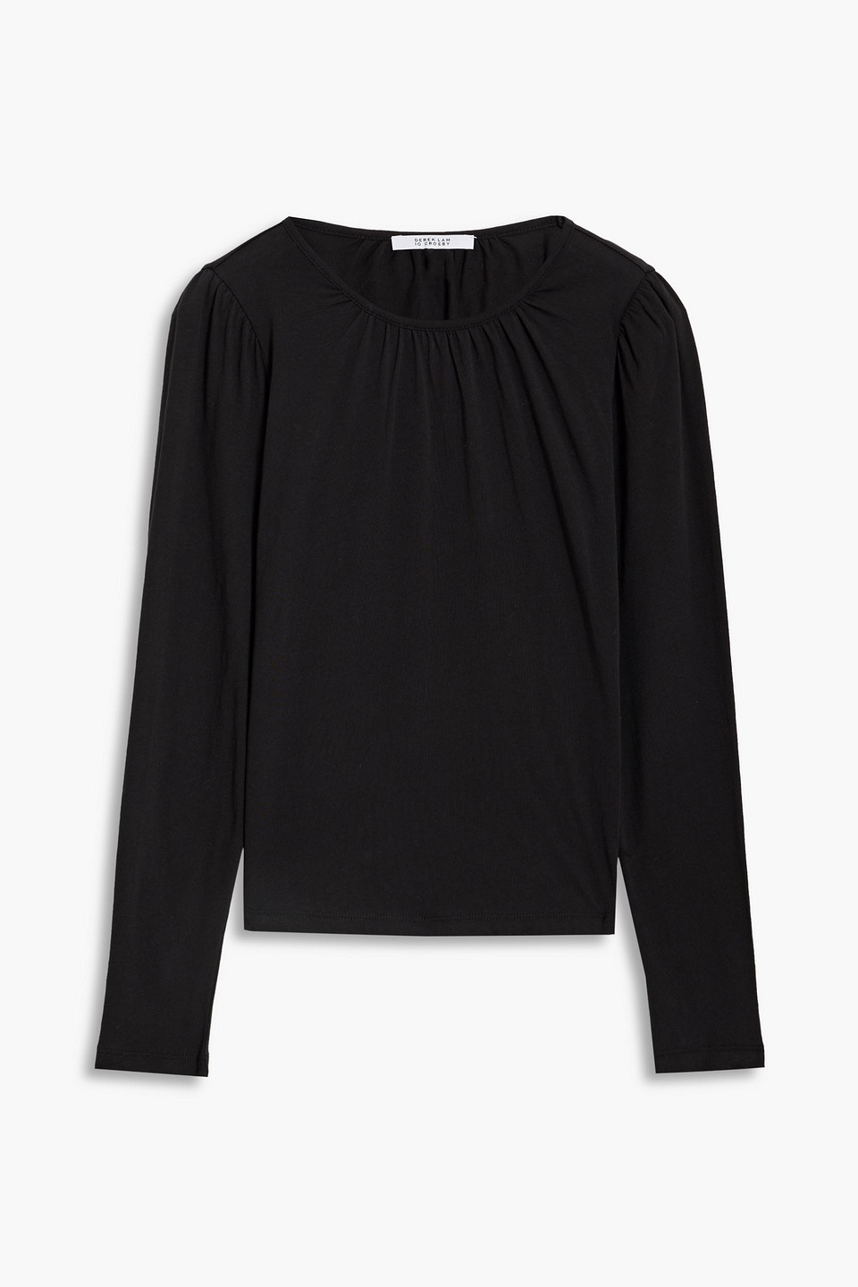 Derek Lam 10 Crosby Kary Gathered Cotton-jersey Top In Black
