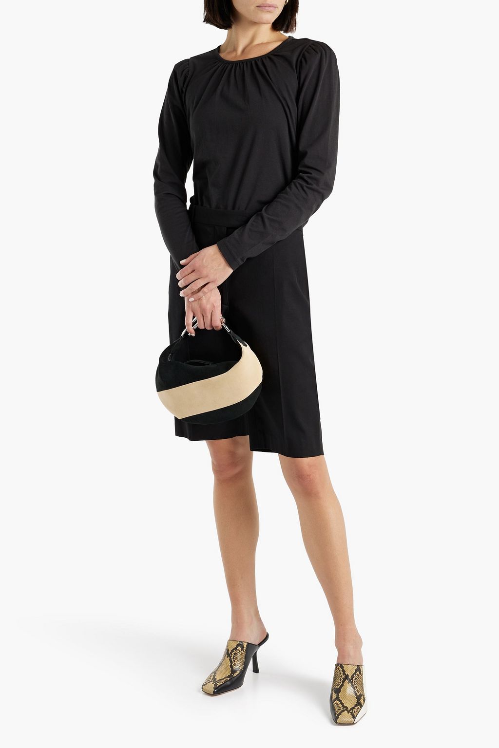 DEREK LAM 10 CROSBY Kary gathered cotton-jersey top