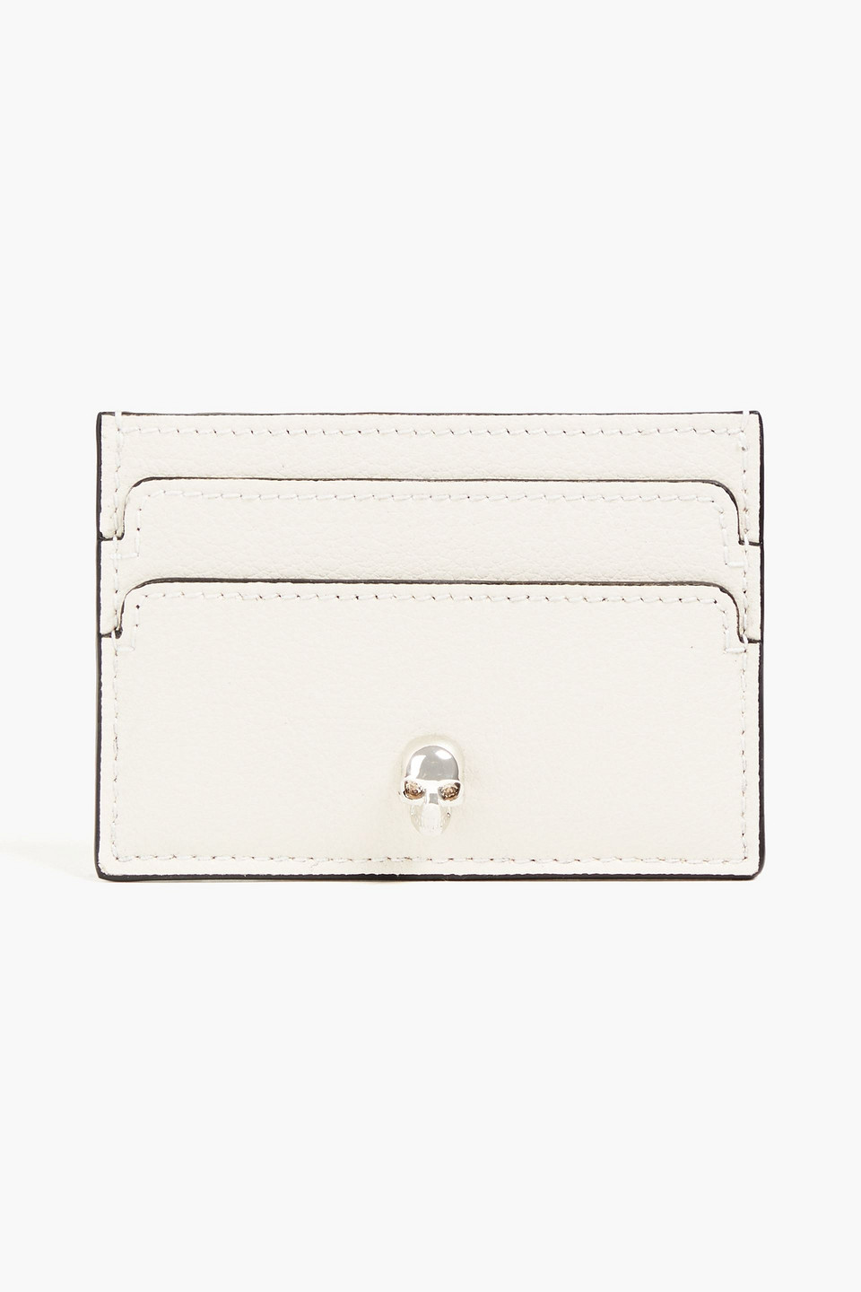 Alexander Mcqueen Skull Pebbled-leather Cardholder In White