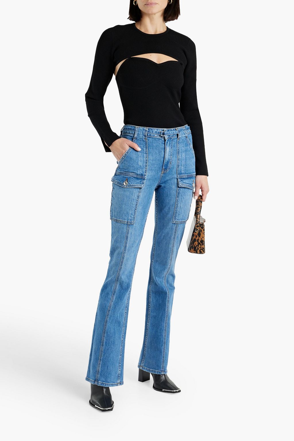 DEREK LAM 10 CROSBY Aspen belted high-rise flared jeans