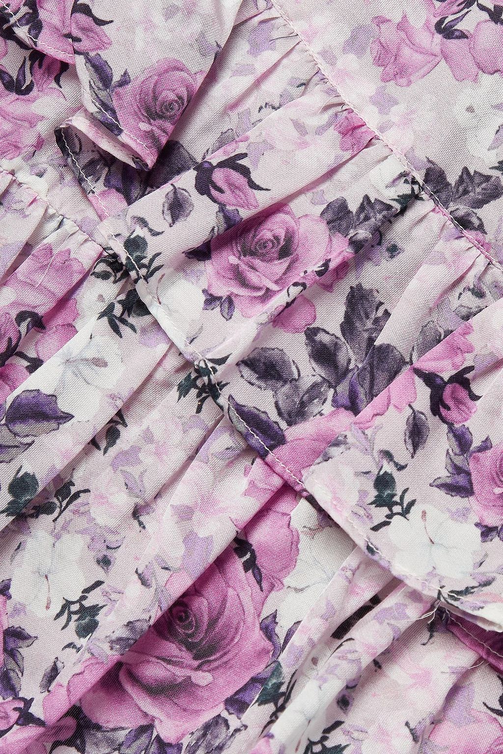 LOVESHACKFANCY Emma tiered floral-print cotton and silk-blend mini skirt