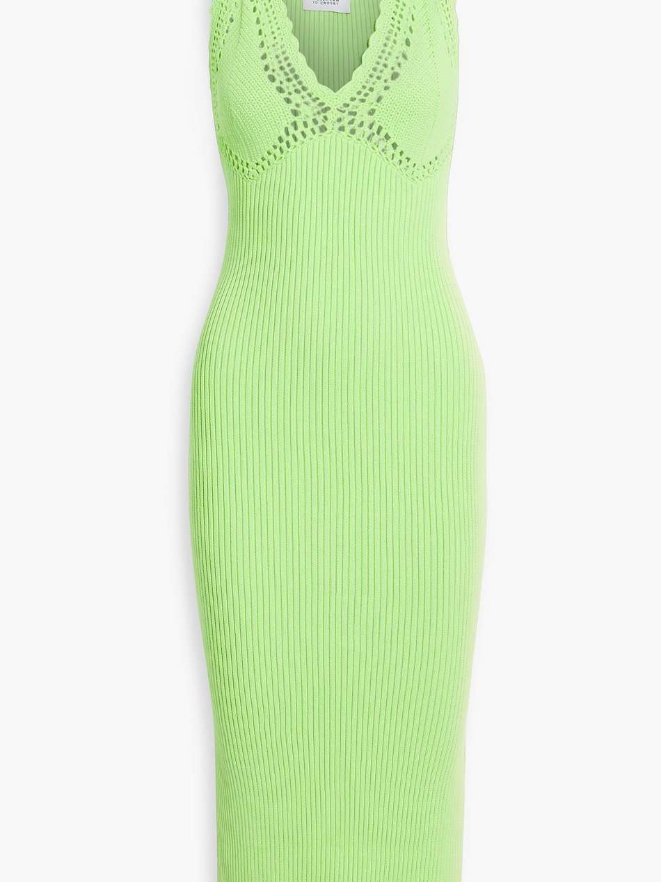 valencia crocheted ribbed cotton-blend midi dress