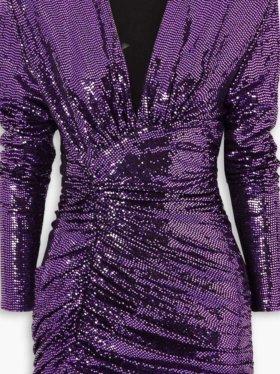 ruched sequined stretch-jersey mini dress