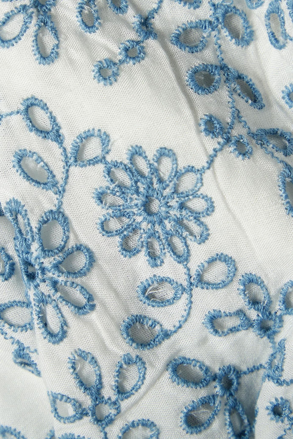 Loveshackfancy Melina Cropped Broderie Anglaise Top In Light Blue