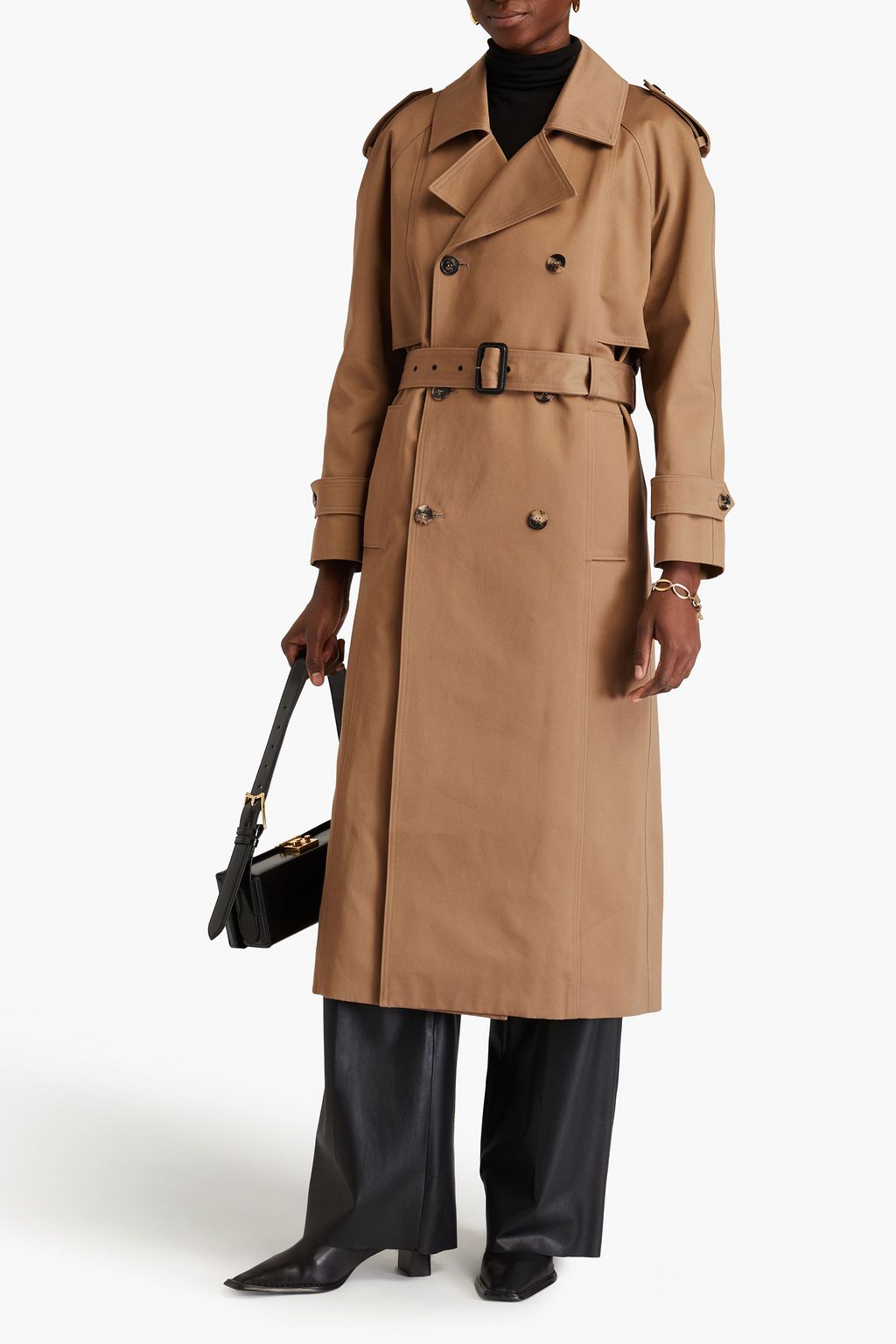SAINT LAURENT Belted cotton-blend trench coat
