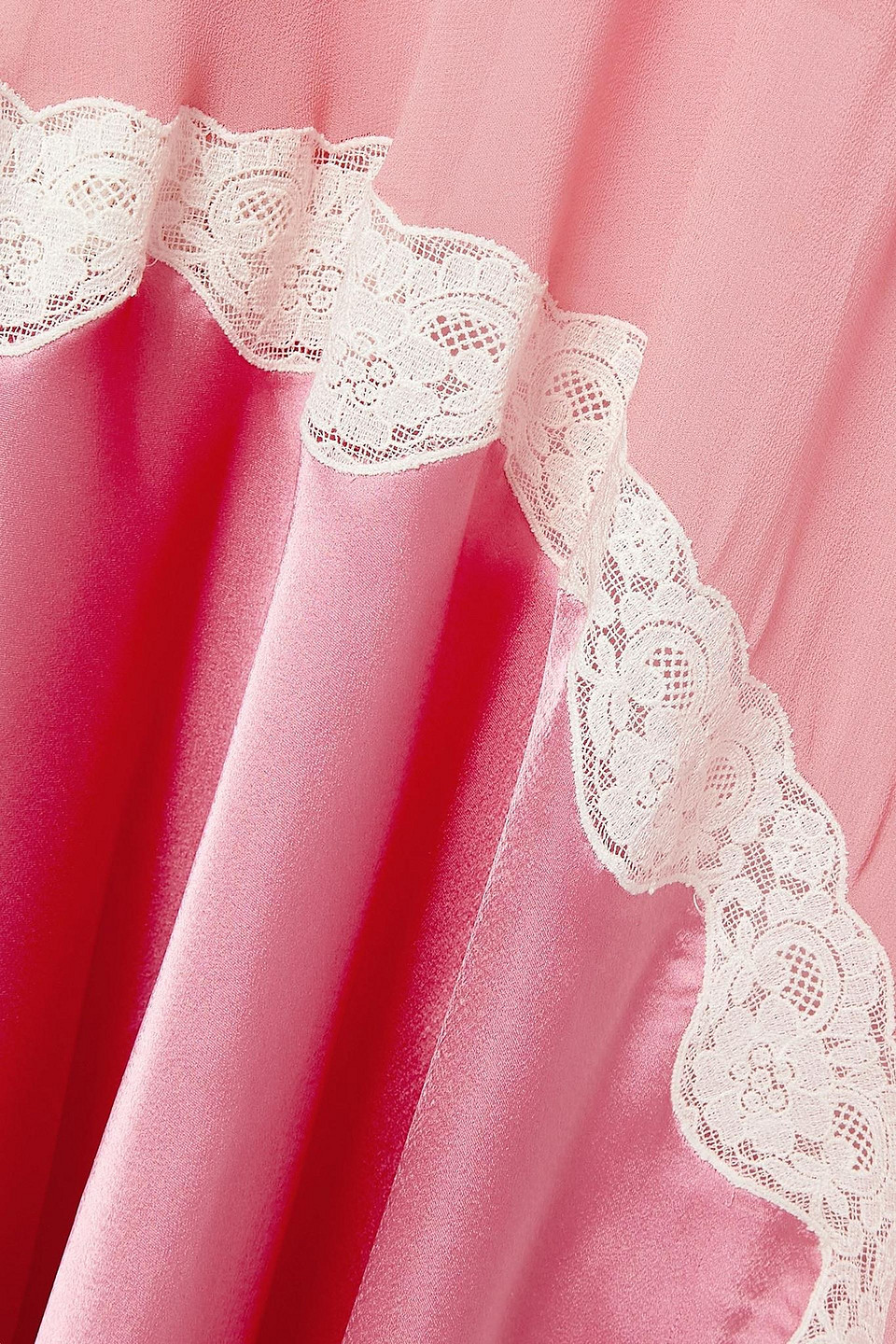 LOVESHACKFANCY KINSLER PANELED SATIN, CHIFFON AND LACE MAXI DRESS 3074457345634573648
