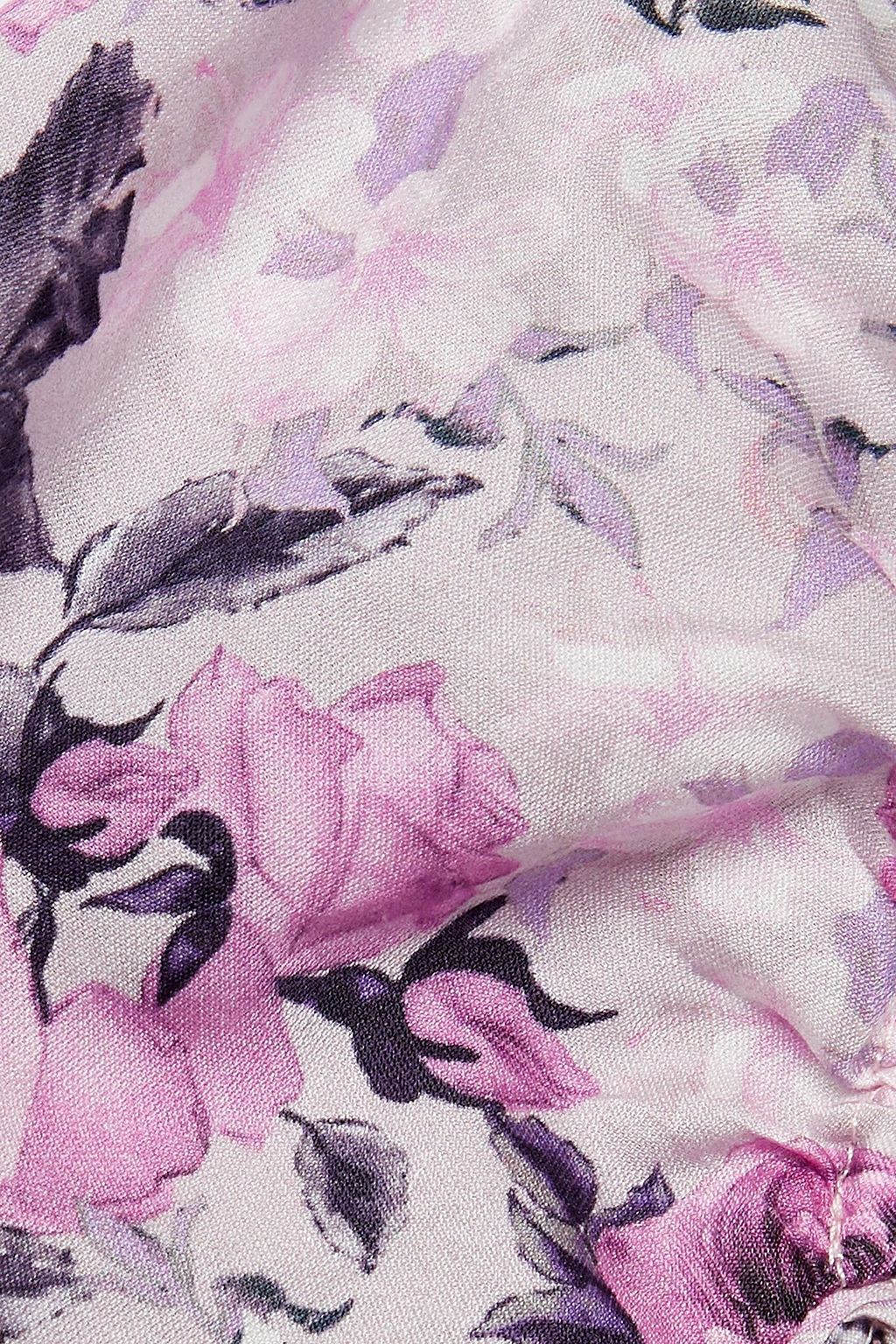 LOVESHACKFANCY Russell cropped floral-print cotton and silk-blend satin top
