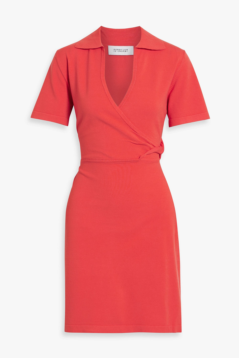 Derek Lam 10 Crosby Raylen Wrap-effect Stretch-jersey Mini Dress In Coral