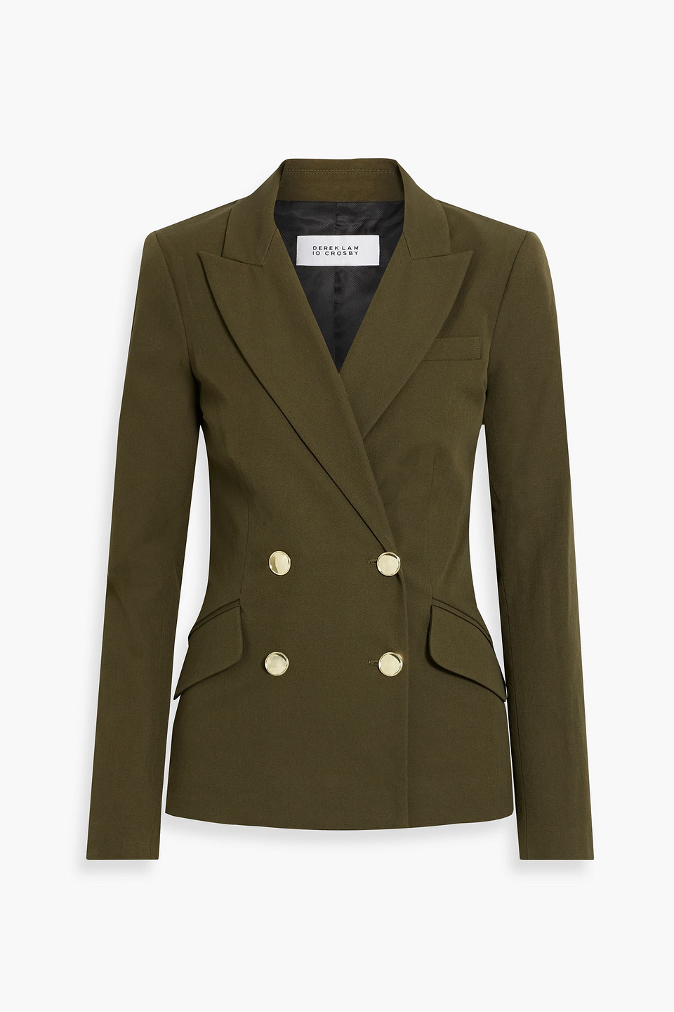 Shop Derek Lam 10 Crosby Ady Double-breasted Cotton-blend Blazer In Army Green