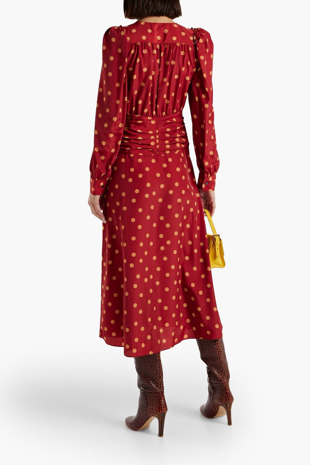 DEREK LAM 10 CROSBY Valentina pleated polka-dot crepe midi dress