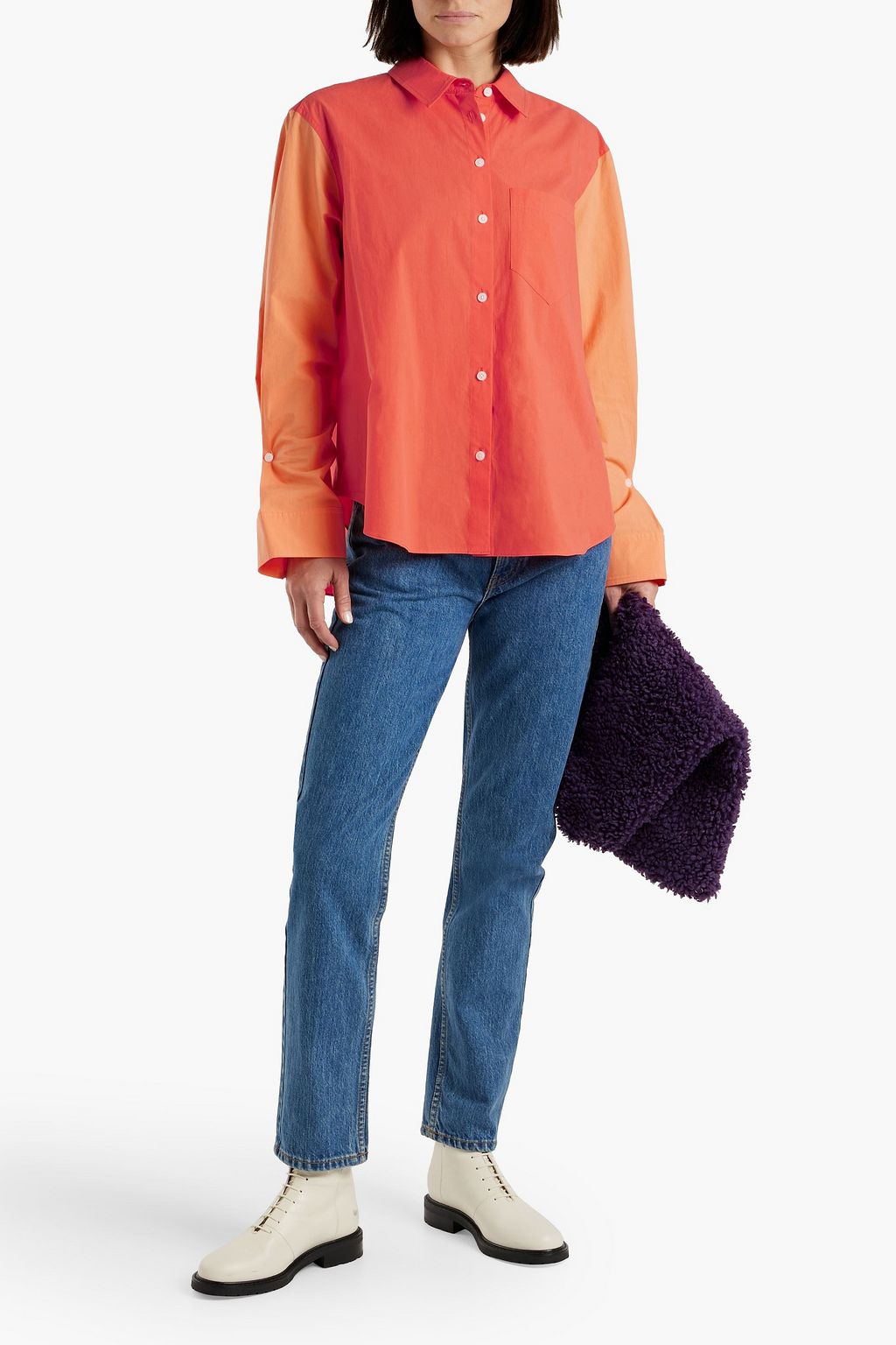 DEREK LAM 10 CROSBY Wesley two-tone cotton-poplin shirt