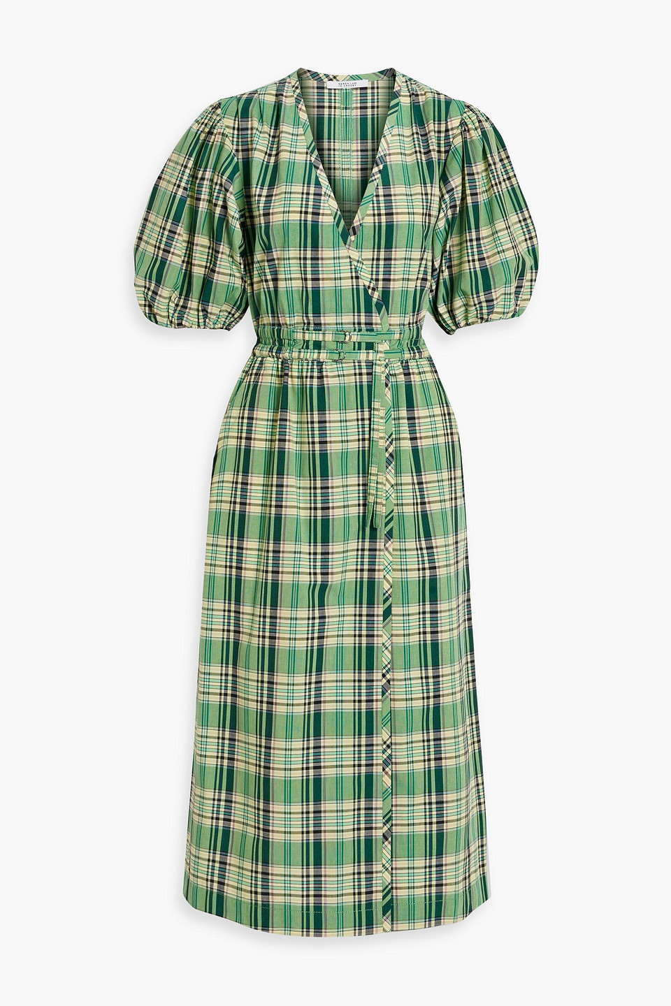 DEREK LAM 10 CROSBY TIANA WRAP-EFFECT CHECKED COTTON-BLEND POPLIN MIDI DRESS,3074457345634082645