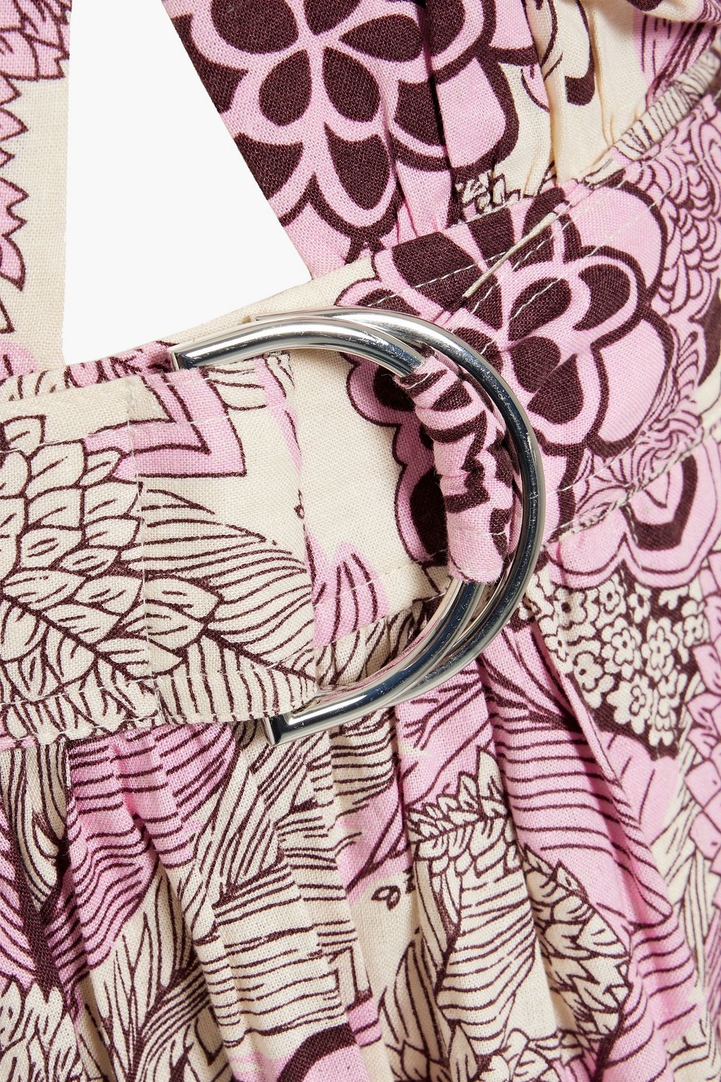 DEREK LAM 10 CROSBY 랩 이펙트 컷아웃 디테일 리넨 혼방 미디 드레스