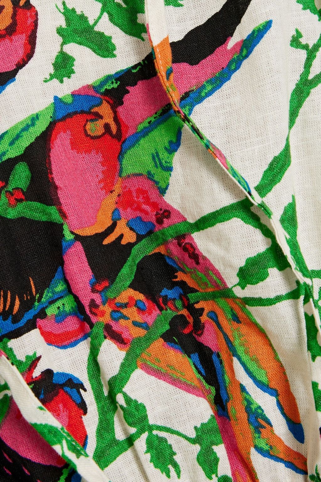 DEREK LAM 10 CROSBY Breanna gathered printed linen-blend gauze blouse