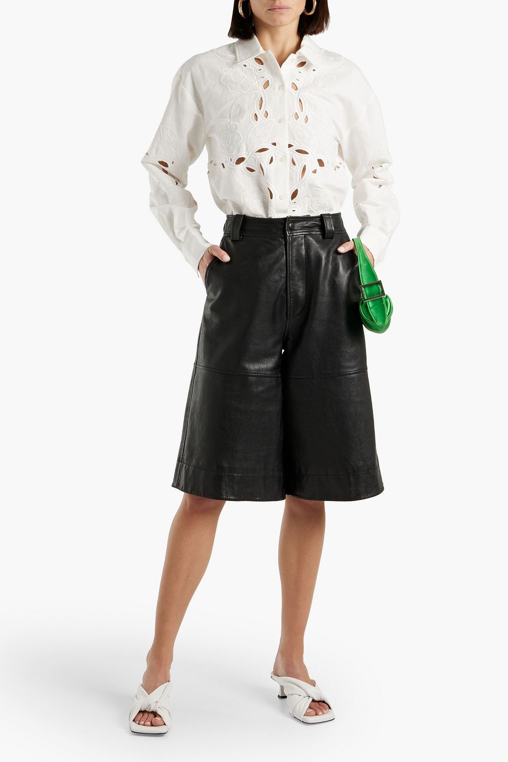 DEREK LAM 10 CROSBY Brielle broderie anglaise cotton and linen-blend shirt