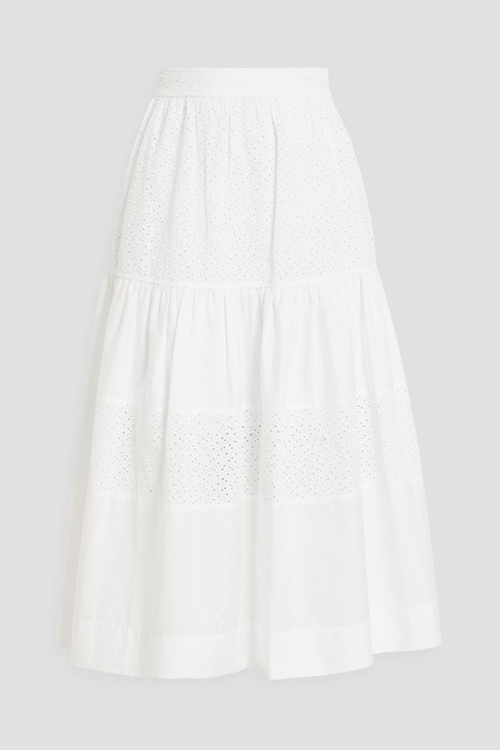 DEREK LAM 10 CROSBY Danna tiered broderie anglaise cotton-poplin midi ...