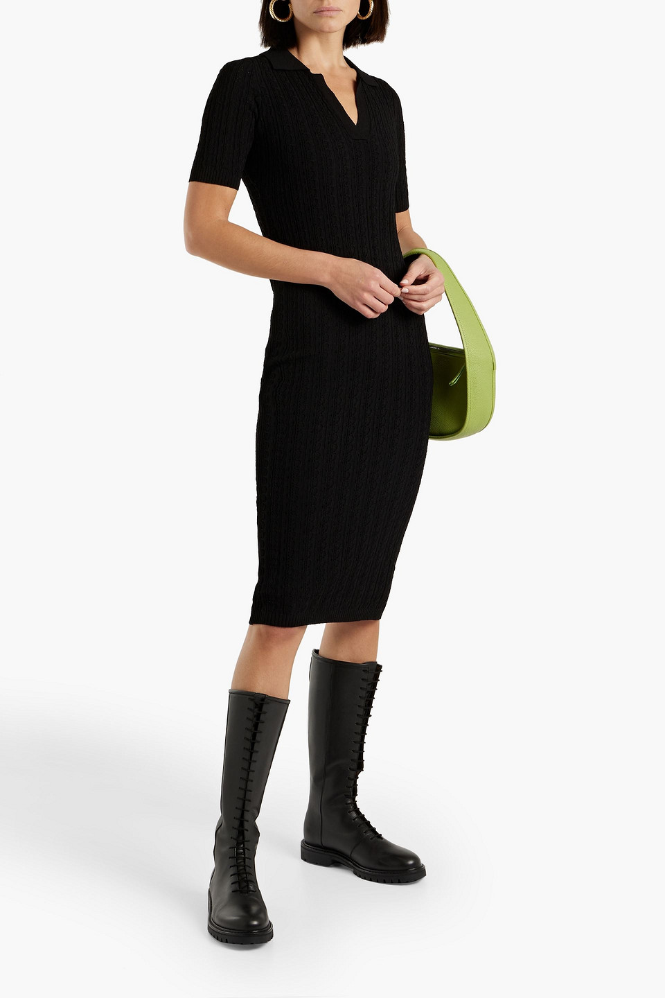 Shop Adam Lippes Pointelle-knit Dress In Black