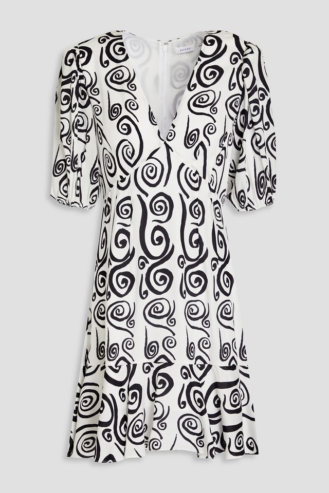Ruby gathered printed crepe de chine mini dress