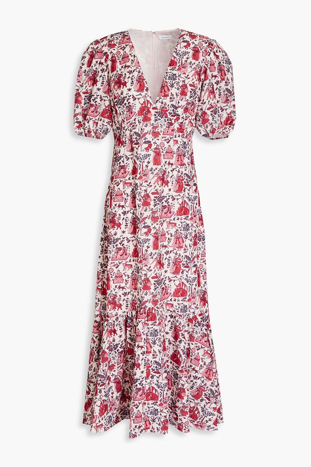 Ester gathered floral-print crepe midi dress