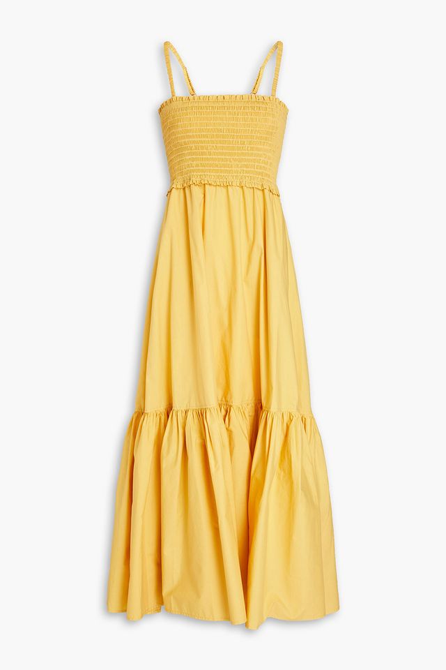 Austyn shirred cotton-poplin midi dress