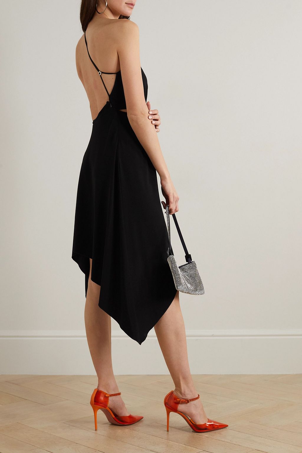 COPERNI Asymmetric cutout stretch-satin jersey midi dress