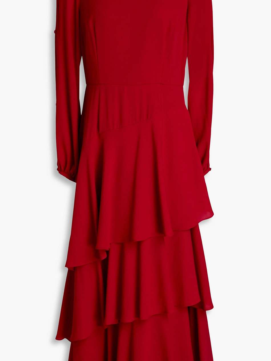 tiered crepe midi dress