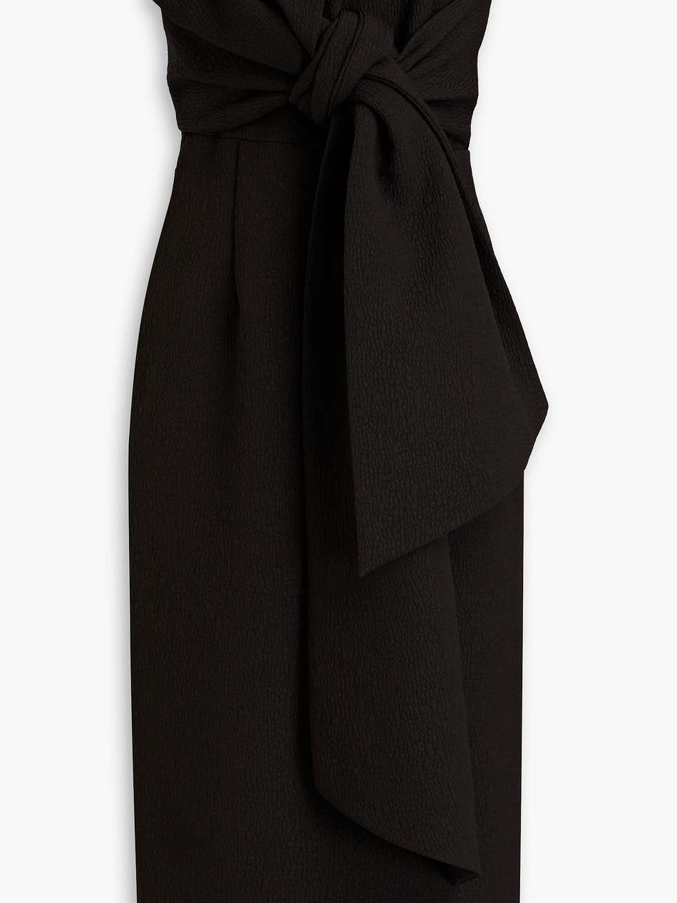 andie strapless bow-embellished cloqué midi dress